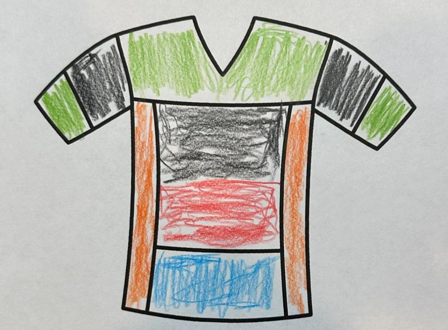 A real photo of a hand-drawn jersey page